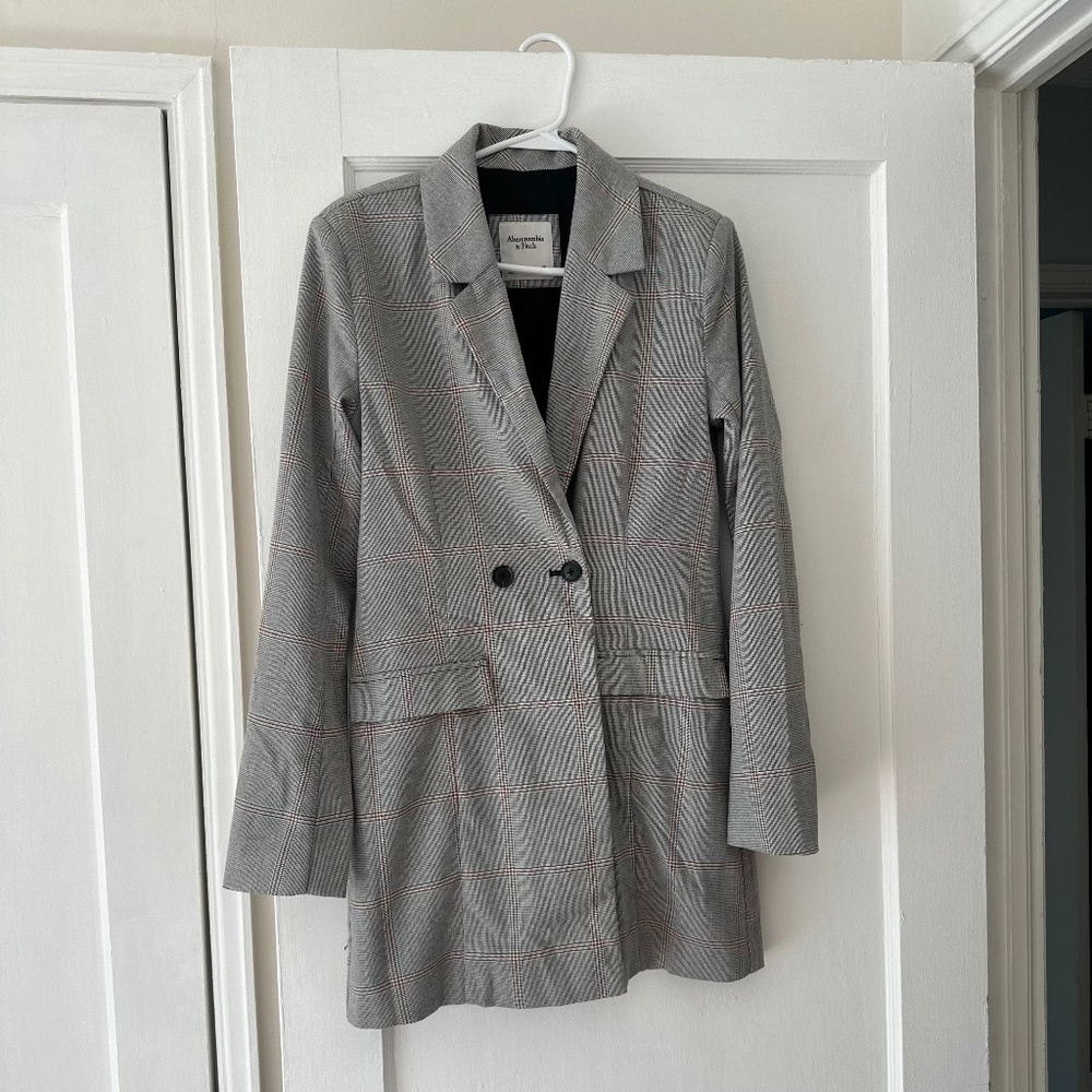 Abercrombie & Fitch Women's Blazer Mini Dress in Grey Plaid, XS